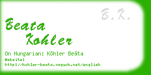 beata kohler business card
